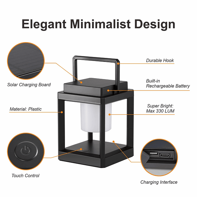 Lámpara de mesa para exteriores Brillo LED Mesita de noche L