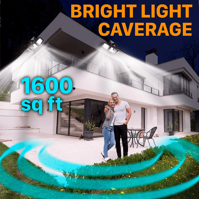 TBI Luces solares de seguridad para exteriores 216 LED 2200L