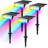 Focos solares para exteriores, 7 focos solares multicolores,