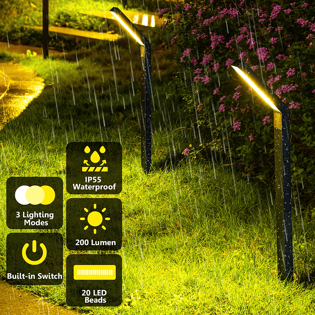 Luces solares para caminos al aire libre, paquete de 6 luces