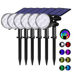 Focos solares para exteriores, 28 LED, 9 colores, luces sola