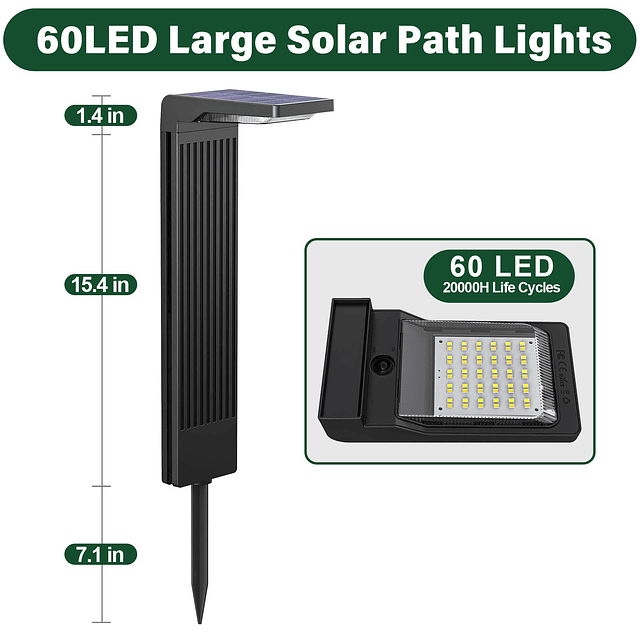 Luces solares para caminos al aire libre, paquete de 6 luces