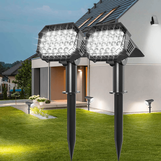 Focos solares para exteriores, impermeables, 48 ​​LED/2 modo