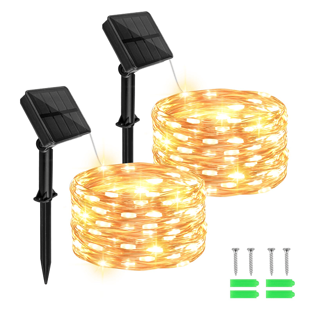 Guirnaldas de luces solares para exteriores, impermeables, 1