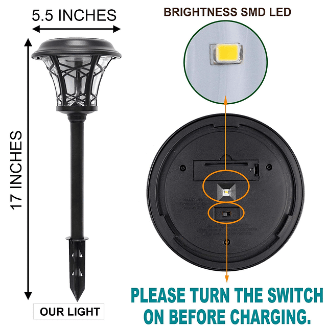 Paquete de 6 luces de camino con energía solar de 25 lúmenes