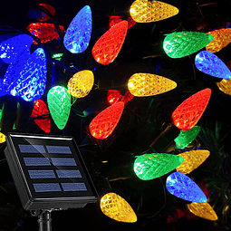 39 pies 100 LED solares C6 luces navideñas al aire libre 8 m