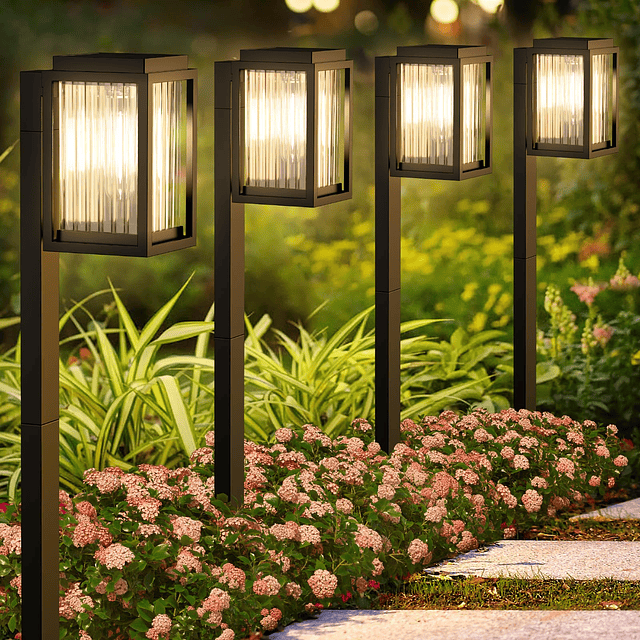 Luces solares para caminos al aire libre, paquete de 6 luces