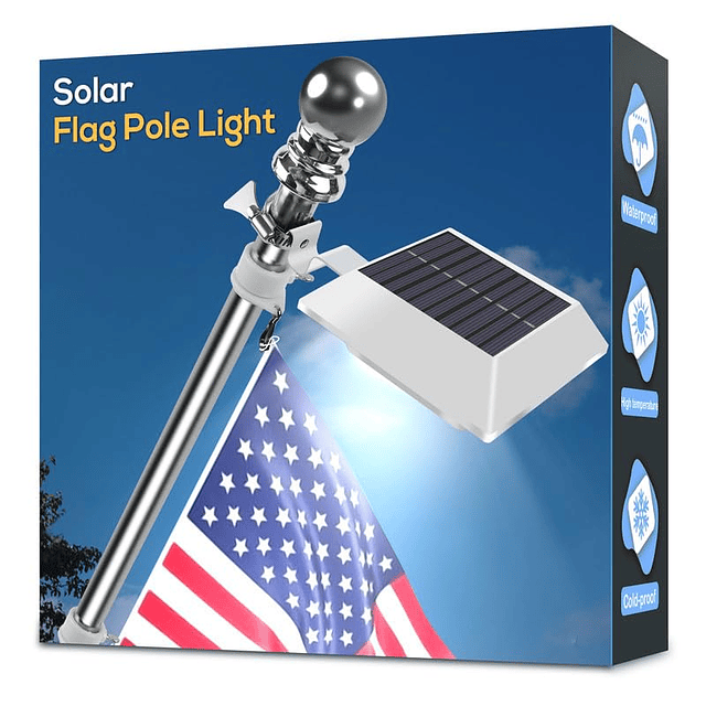 Luz solar para asta de bandera, color blanco brillante, 6000