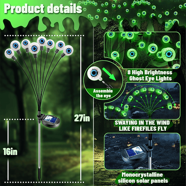 Luces solares de Halloween para decoración al aire libre: pa