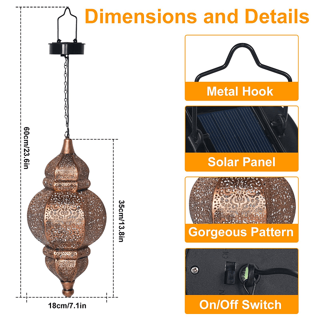 Luces solares colgantes decoración al aire libre linterna so