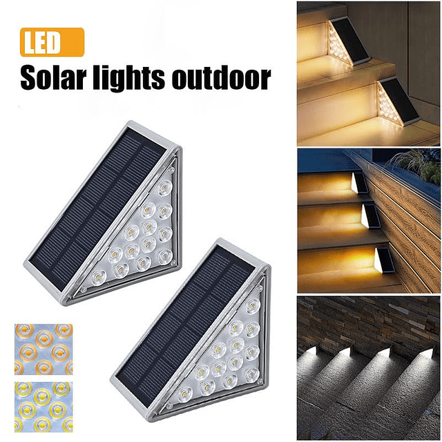 Luces solares para escaleras al aire libre, paquete de 12 lu