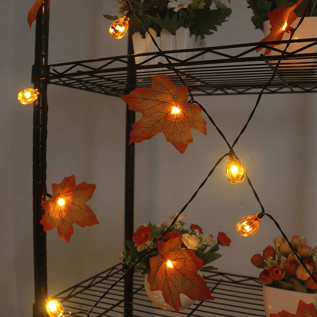 Decoración de otoño Guirnalda de luces solares de hoja de ar