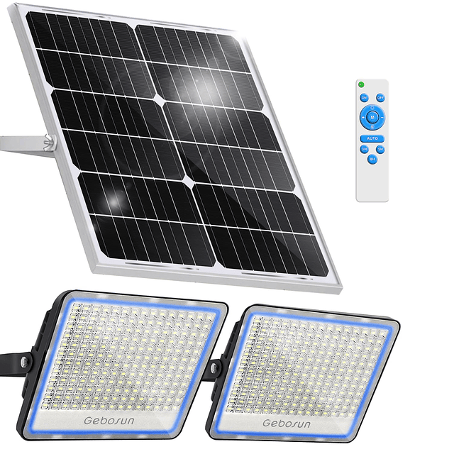 Paquete de 2 focos solares LED de 300 W con control remoto d