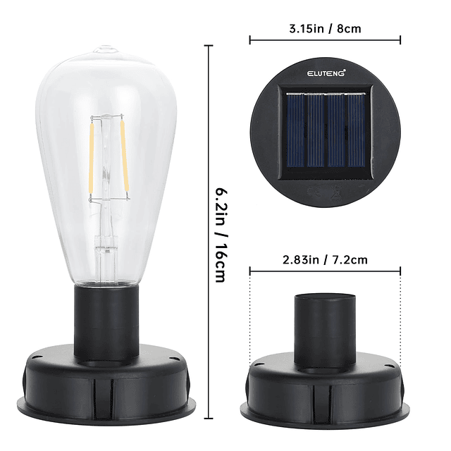 Paquete de 4 luces solares colgantes de repuesto con bombill