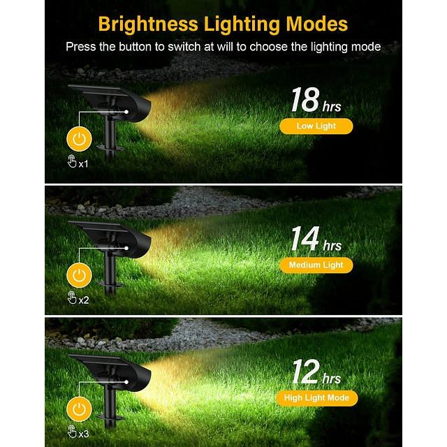 Luces solares para exteriores, impermeables, 3 modos de ilum