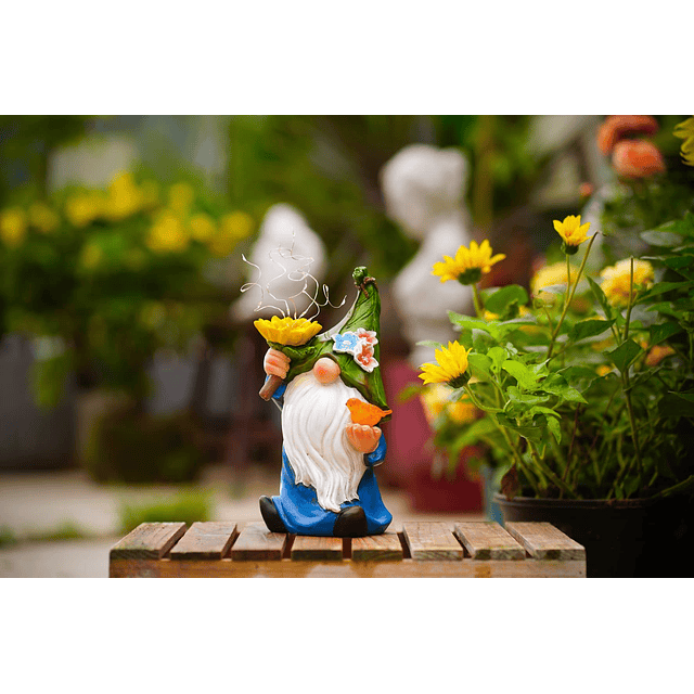 Gnomos decoración de jardín con luces solares de fuegos arti