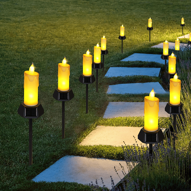 Velas solares de Halloween con estacas, velas LED falsas elé