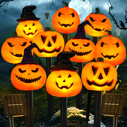 10 piezas de luces solares de calabaza de Halloween, luces d