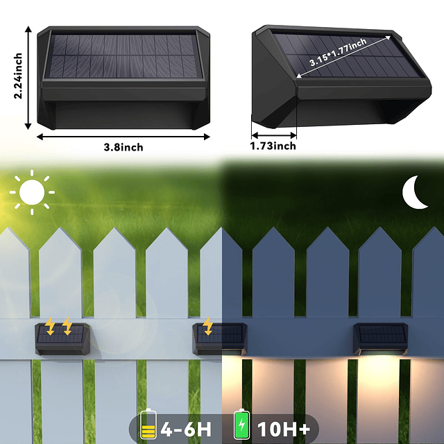 Luces solares para cerca, 8 colores, blanco cálido, blanco f