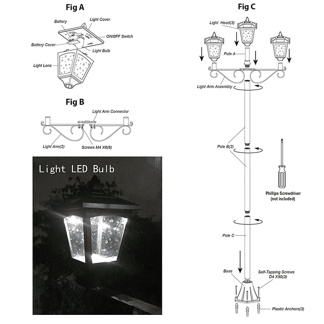 Lámpara solar de 72 pulgadas, luces de poste TripleHead Stre