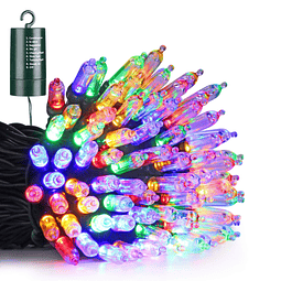 Luces navideñas con batería, 33 pies, 100 LED, Mini Cadena d