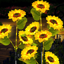 Paquete de 3 luces solares de jardín con 9 luces de girasol,