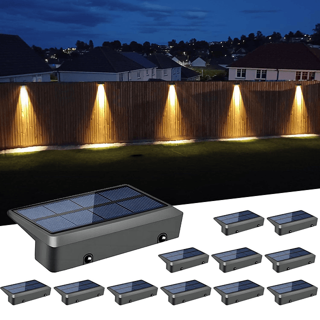 Luces solares para valla al aire libre, impermeables, LED, p