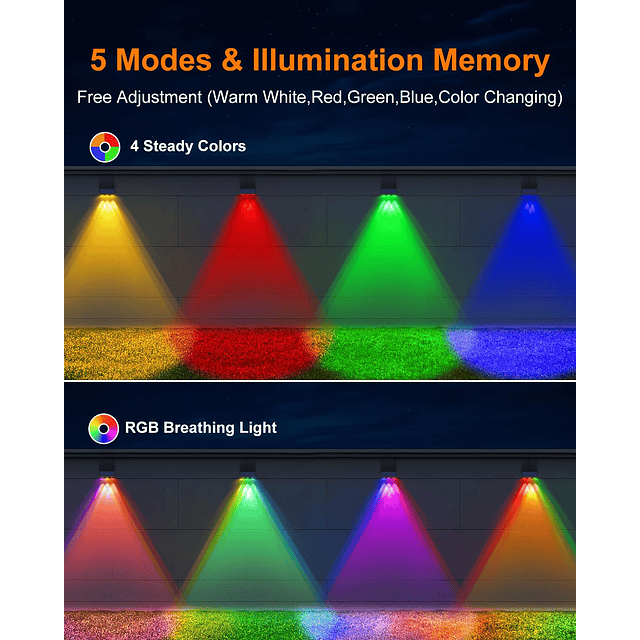 Paquete de 8 luces solares para valla que cambian de color,