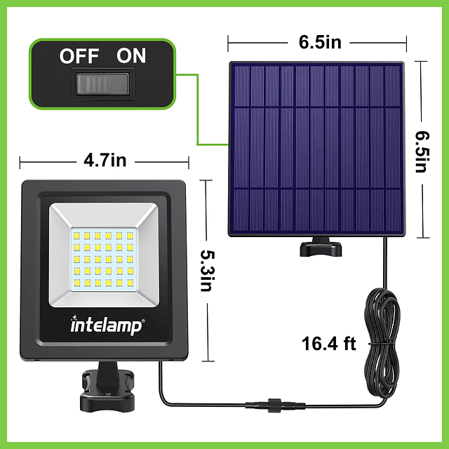 Luces de inundación solares de 4400 mAh, paquete de 2 luces