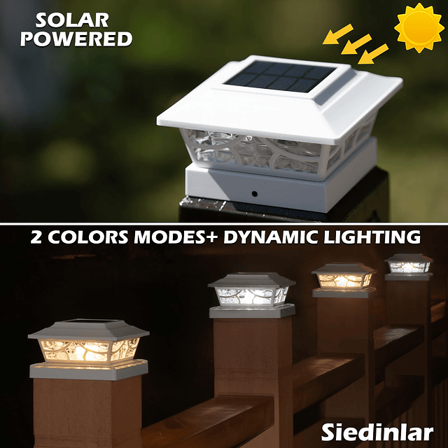 Luces solares para postes al aire libre, 4 modos, luz para p