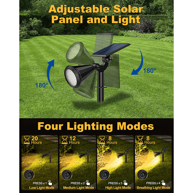 Focos solares para exteriores, paquete de 8 luces solares pa