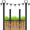 Paquete de 2 postes de luz de cadena de 10 pies, postes de l