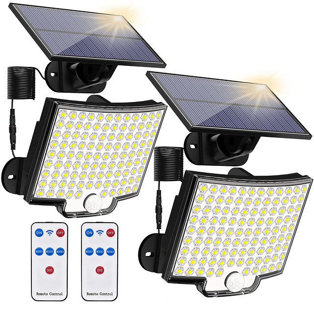 Luces solares para exteriores, 106 LED, 3000 lm, luces de in