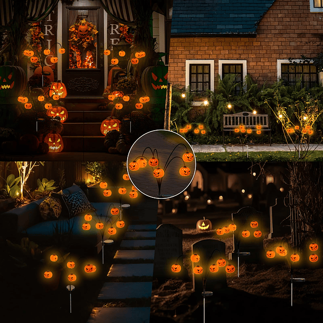 Decoraciones de Halloween al aire libre, paquete de 2 luces