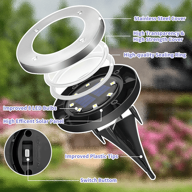 Luces solares al aire libre impermeables, paquete de 12 luce