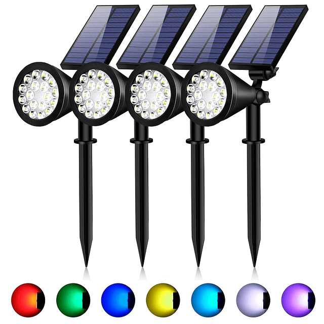 Focos solares para exteriores, 18 LED e IPX65, impermeables,