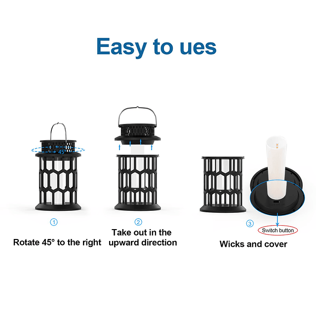 Linternas solares impermeables para exteriores, paquete de 2