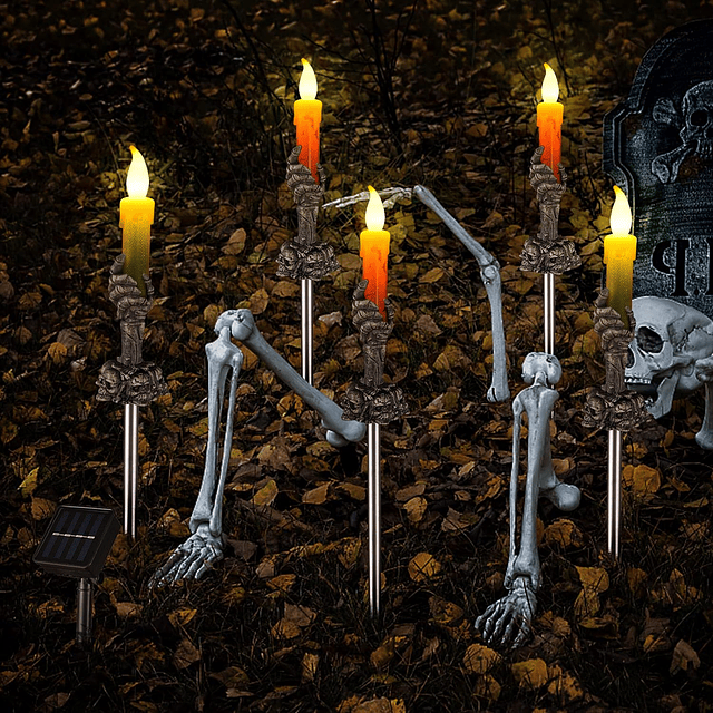 Luces de camino de Halloween, paquete de 5 velas, candelabro