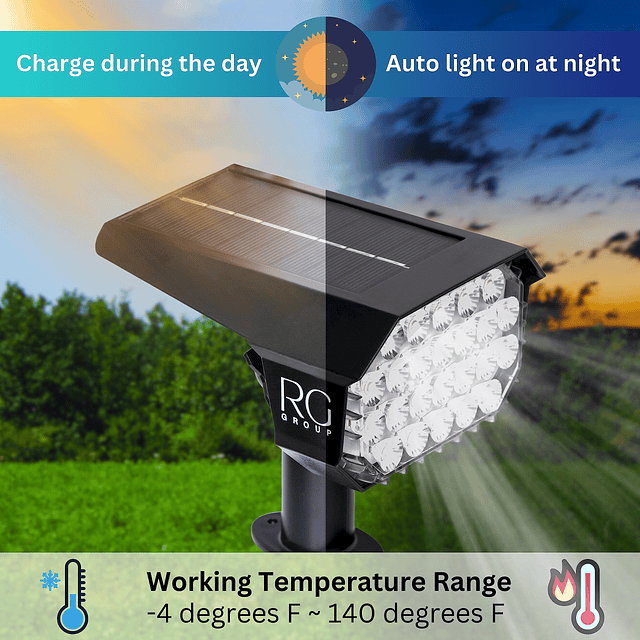 Focos solares para paisajes | Resistente al agua IP68 | Fáci