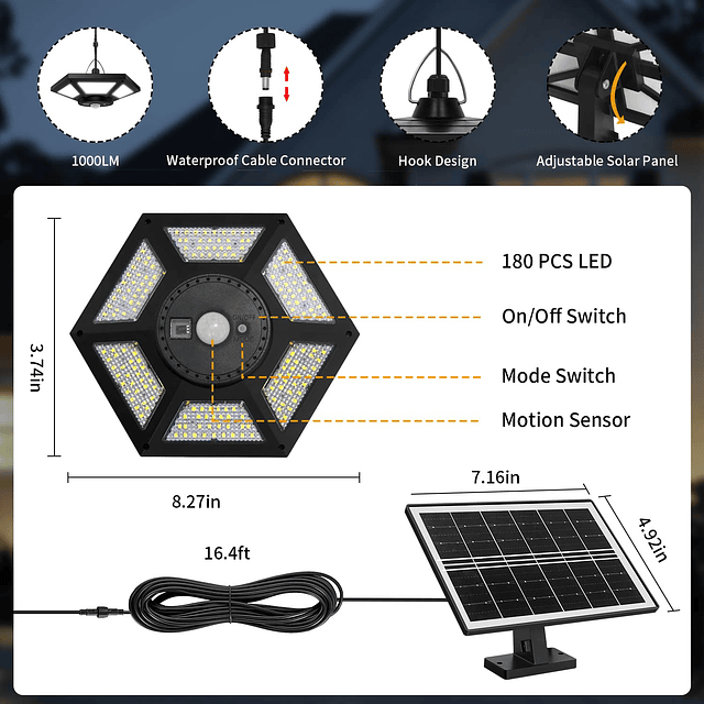 Luz solar para cobertizo, disponible durante el día, luces s