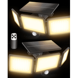 Luces solares para exteriores, 304 LED, 3000 lm, luces de se