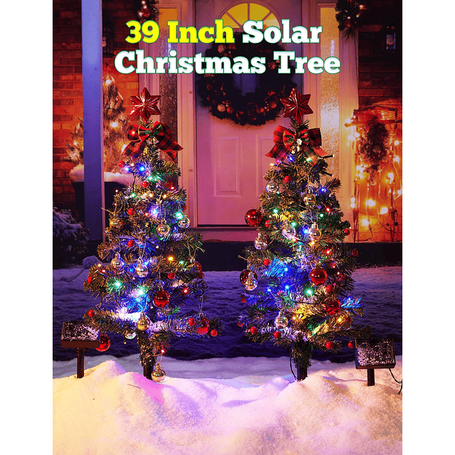 Luces solares para árbol de Navidad de 100 LED, impermeables