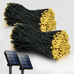 Paquete de 2 guirnaldas de luces solares para exterior, 200