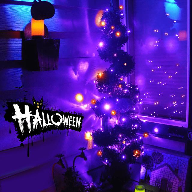 Luces solares de Halloween de 39 pies, 100 LED, luces de Hal