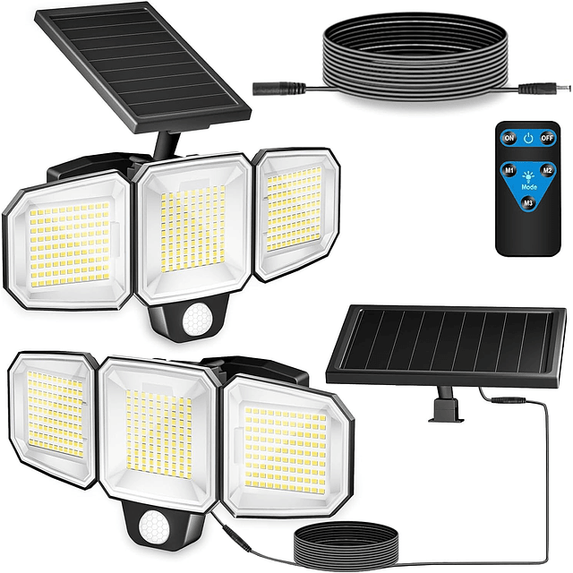 Luces solares para exteriores, 243 LED, 3500 lm, sensor de m