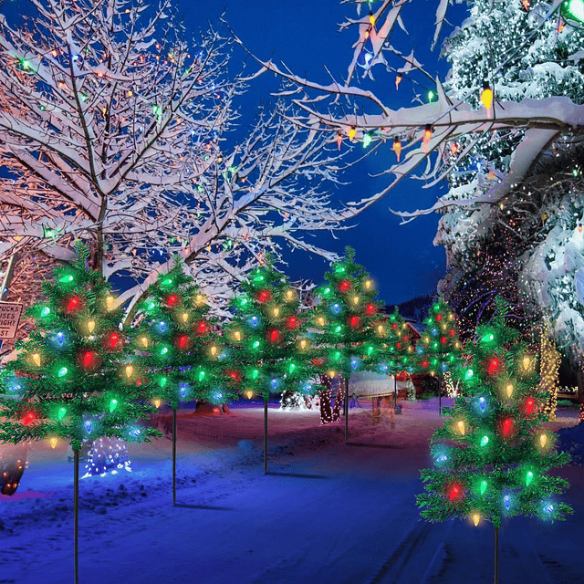 Decoraciones solares de Navidad al aire libre, 4 paquetes de