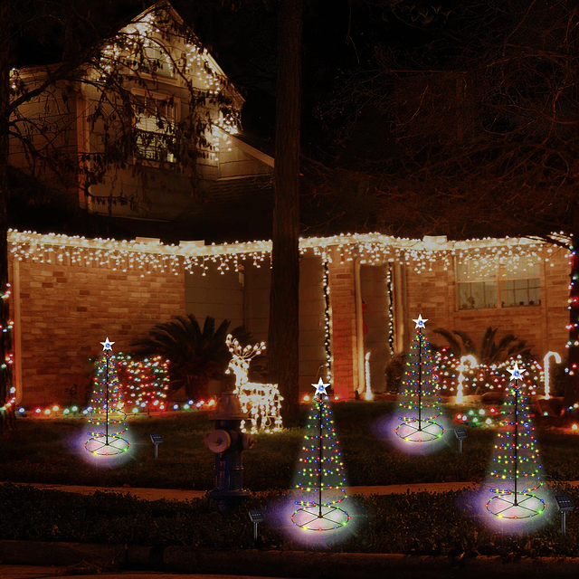 Paquete de 2 luces solares en espiral para árbol de Navidad