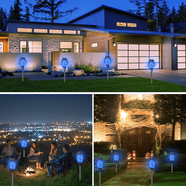 Luces solares azules Decoraciones de Halloween al aire libre