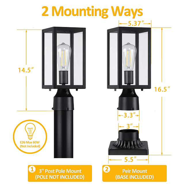 Luces de poste para exteriores del atardecer al amanecer con