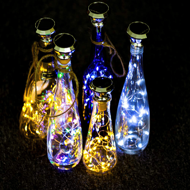 Starry Love Luces solares para botellas de vino con diamante